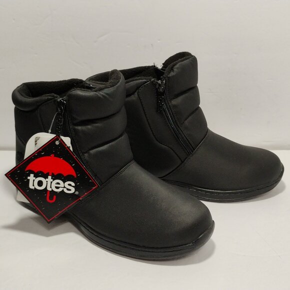 Totes Double Zip Waterproof Boots Women’s Size 9 M Black Winter Snow Rain - Picture 1 of 12